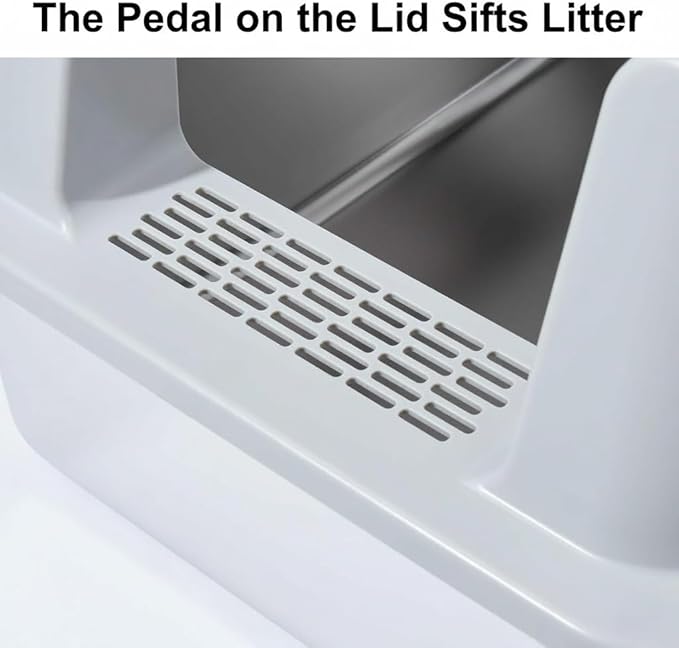 XL Stainless Steel Litter Box 2 Pack, 24x16x12 Inches Extra Large High Sided Metal Cat Litter Box with Lid, Easy Clean, Non Stick & No Smell