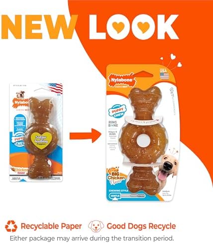 Nylabone Puppy Chew Teething Ring Bone Dog Toy, Chicken Flavor, Medium - Image 3