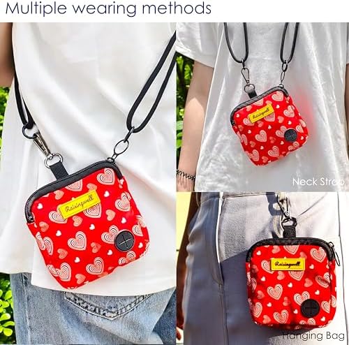 Raisingwell Dog Treat Pouch for Pet Walking and Training with Clicker Poop Bags Small Fanny Zipper Pack Holder for Puppy Snack Dispenser Kit for Leash and Outdoor Use (Valentine) - Image 6