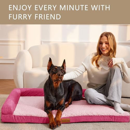 Patas Lague Orthopedic Large Dog Bed Washable Pet Sofa Bed 42''X28''Pink - Image 3