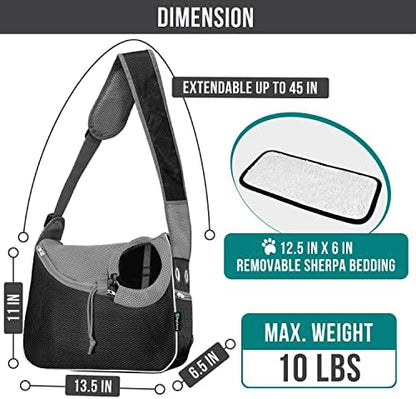 PetAmi Dog Sling Carrier for Small Dog, Hands Free Crossbody Carrier, Black - Image 2
