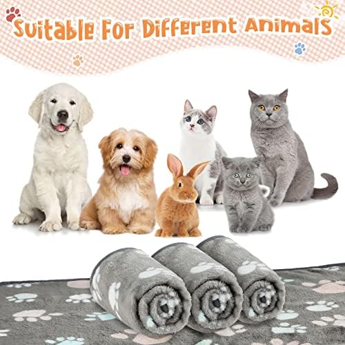 Tatuo 4 Pack Fleece Dog Blanket for Pet,Dark Gray,30 x 20.5 Inch,Paw - Image 6