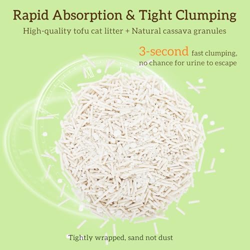 EZSKUUP Non-Stick Bottom Tofu Cat Litter Mix Cassava, Strong Clumping 9Lb - Image 4