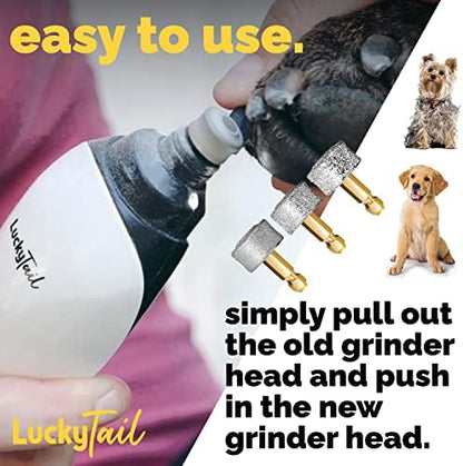 LUCKY TAIL - Dog Nail Grinder - Regular, Hard & Soft Replacement Head - Small & Large Dogs - Premium Quality - Diamond Tip Drill Bit - Professional Dog Nail Trimmers - Grooming Kit - 3 Pack - Image 6