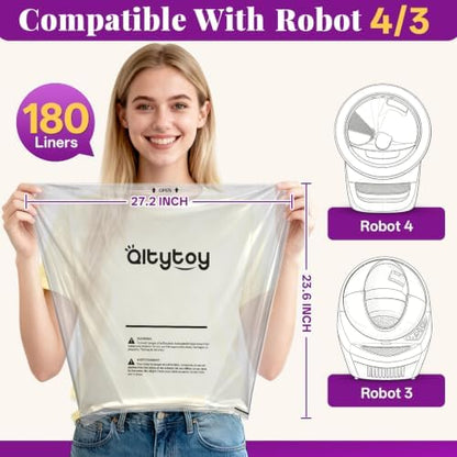 180 Pack Cat litter Bags Fits Litter Box Robot 5/4/3 Waste Bags for 30LBS - Image 2