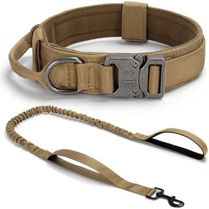 Tactical Dog Collar Leash Set, Adjustable Military Training Collar,Brown XL by CADONO