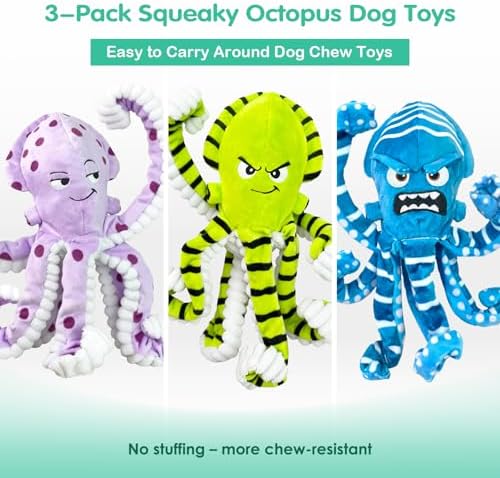 Fuufome Octopus Dog Toys with No Stuffing for Small, Medium & Large, 3 Pack - Image 5