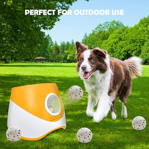 Automatic Dog Ball Launcher for Small to Medium Dogs, 2.2 Inch ETPU Dog Ball Thrower, 3 Distance Adjustable 19-39 Ft Interactive Dog Toy, Mental Stimulating Puppy Toy with 4 ETPU Balls (Orange) - Image 7