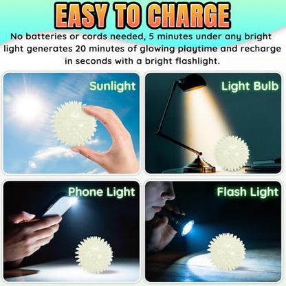 LECHONG 6-Pack Glow in The Dark Squeaky Dog Balls, 3.5” Spiky Dog Toy Balls, Durable Glowing Rubber Fetching Ball for Medium & Large Dogs Nighttime Playing Indoors & Outdoors - Image 4