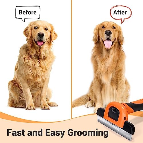 MIU COLOR Pet Grooming Brush, Deshedding Tool for Dogs & Cats, Orange - Image 4