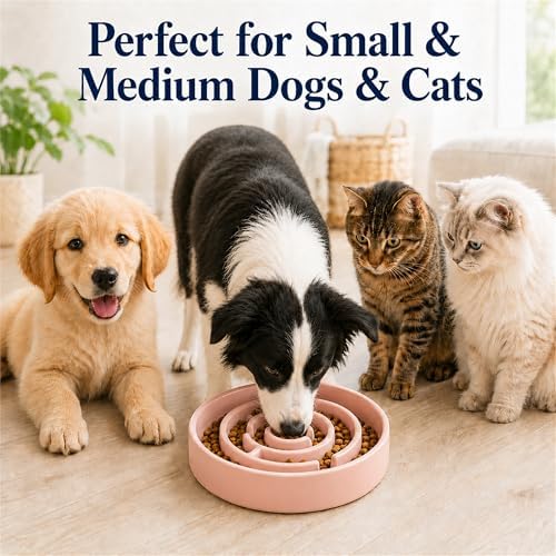 Ceramic Slow Feeder Dog Bowl 1.5 Cup Puzzle Dish for Small Medium Dogs - Image 3