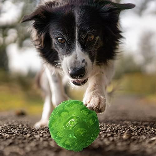 3'' Squeaky Dog Toy Balls for Lagre Medium Breed, Indestructible Dog Balls for Playing, Fetching & Retrieving, Durable Aggressive Chewers, 2 PCS Green+Purple - Image 5