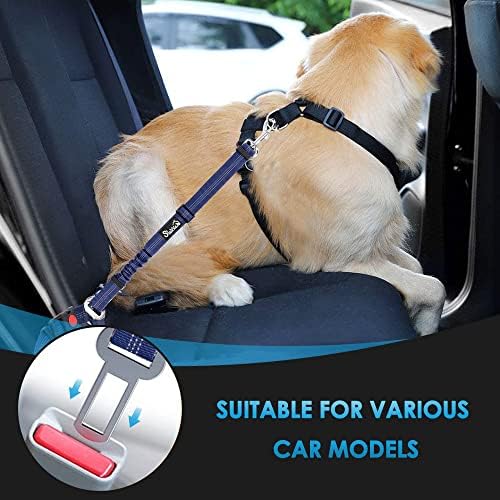 SlowTon Dog Seat Belt for Car, 2 Pack Dog Car Harness Seatbelt with Bungee - Image 3