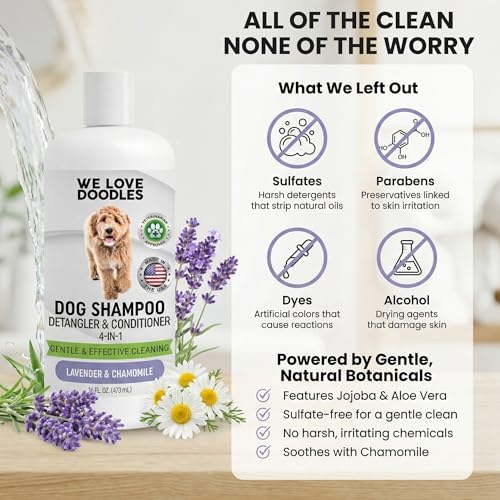 4-in-1 Dog Shampoo & Dog Conditioner, Puppy Pet Wash Soap, Lavender, 16 oz - Image 3