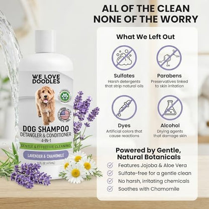 4-in-1 Dog Shampoo & Dog Conditioner, Puppy Pet Wash Soap, Lavender, 16 oz - Image 3