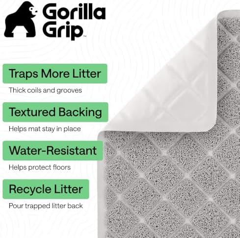 GORILLA GRIP Cat Litter Box Mat, Coiled Mesh Trapping Mats 40x28 Light Gray - Image 2