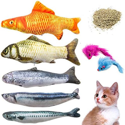 Youngever 7 Cat Toys Assortment with 5 Refillable Catnip Fish Cat Toys and 2 Catnip Fur Mouse Cat Toys, Extra Catnip for Refill, for Cat, Puppy, Kitty, Kitten, Ferret, Rabbit by Youngever