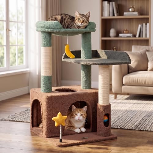 Small Cat Tree, Compact 30" Cat Tower for Indoor Kittens by Purrlato