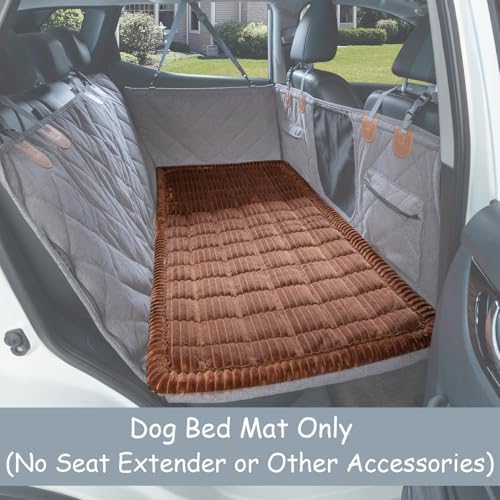 Dog Bed for Car Back Seat, Non-Slip Backseat Pet Bed Mat for Travel, Soft Dog Seat Cover Blanket Washable Couch Protector Fit for Hammock Extenders in Cars, SUVs and Trucks(54"×25" Brown) - Image 2