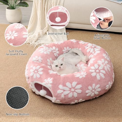 Cute Round Cat Tunnel for Indoor Cats, Pink - Image 3