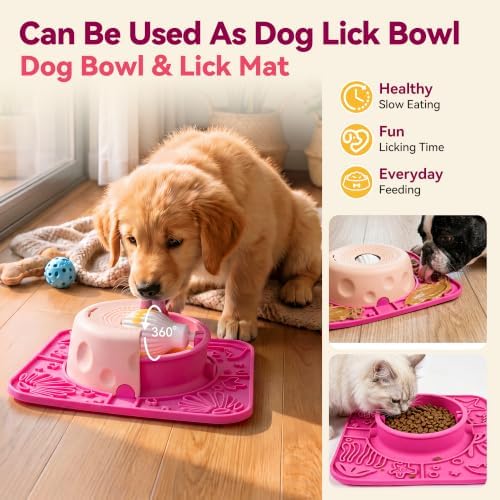 Dog Lick Bowl with Rolling Ball & Non Slip Lick Mat for Dogs & Cats - Image 5
