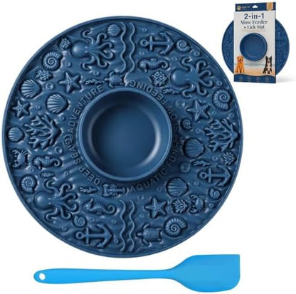 WorWoder 2-in-1 Lick Mat for Dogs, Built-in Slow Feeder Bowl by WorWoder