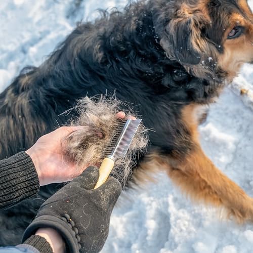 Undercoat Rake for Dogs, 3 Pack Pet Grooming Brush Set Long Tooth Rake Brush & Double-Sided Teech Comb & Stainless Steel Shedding Comb, Long Haired Pet Grooming Tool Set for Horse Large Dog Cat - Image 3