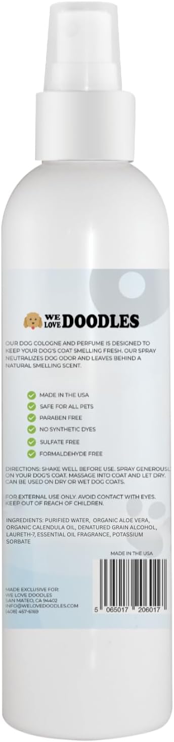 Dog Cologne & Perfume, Deodorizing, Long Lasting After Bath, Deodorant For Smelly Dogs, Pawfume For Pets, Odor Eliminator Spray Puppies, Fresh Cotton [We Love Doodles]