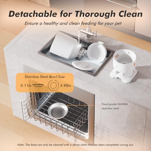 Automatic Cat Feeder - 5L Anti-Clog Cat Food Dispenser Keeps 2-15mm Dry Food Fresh, 10s Voice, 1-6 Meals/Day, Programmable Portions, 180-Day Battery Life, Easy to Clean Auto Pet Feeder for Small Dog - Image 6