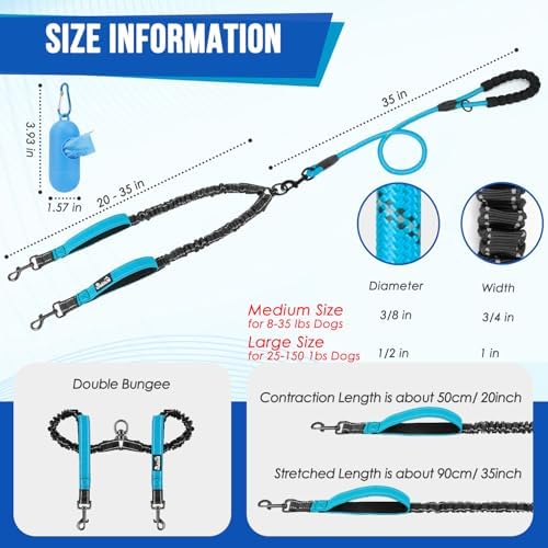 Lukovee Double Dog Leash, Reflective Heavy Duty Lead, No Tangle - Image 6