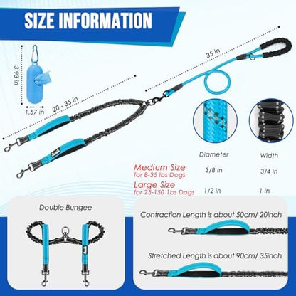Lukovee Double Dog Leash, Reflective Heavy Duty Lead, No Tangle - Image 6