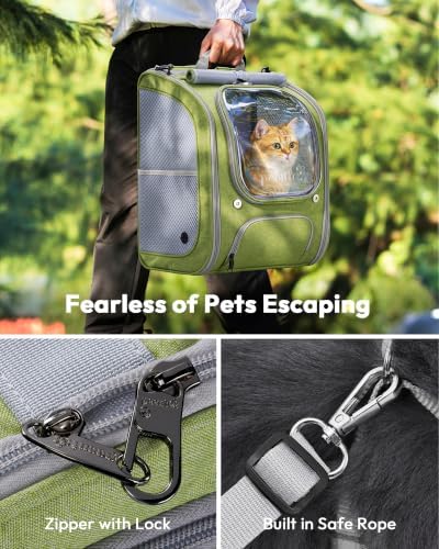 Pecute Cat Backpack Carrier,Large Space Cat Bubble Backpack,Light Green - Image 5