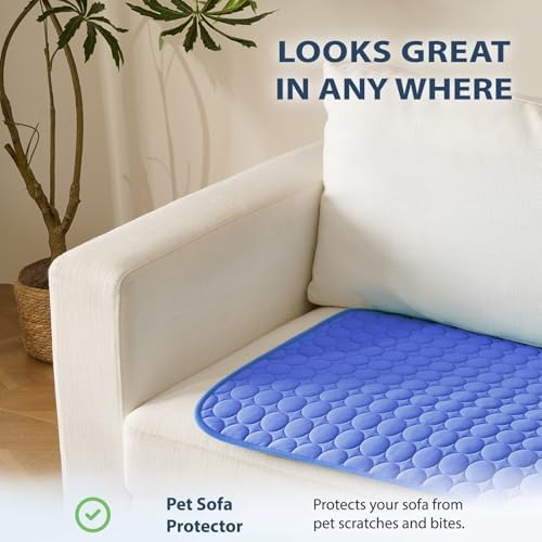 MICROCOSMOS Summer Cooling Mat & Sleeping Pad- Water Absorption Top, Materials Safe, Easy Carry, EZ Clean. Keep Cooling for Pets, Kids and Adults.(Navy Blue, 36" x36") - Image 4