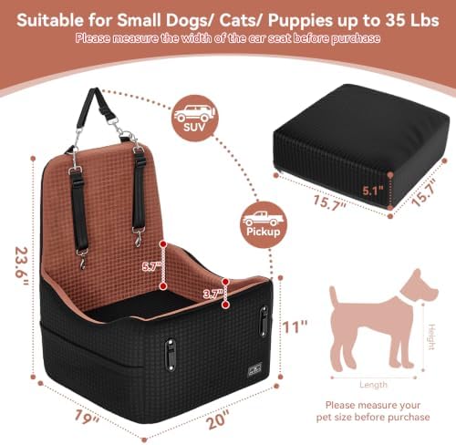 PETSFIT Dog Booster Car Seat with Patented Safety System, 5" Elevated Pad - Image 5