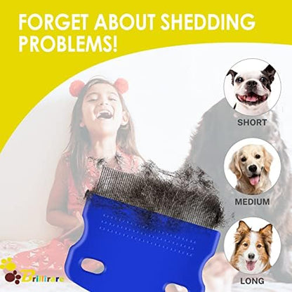 6 Pack Dog Grooming Comb, Pet Flea Lice Stainless Steel Cat Combs with Rounded Teeth, 2-in-1 Double Sided Professional Dogs Tear Stain Remover, Dematting Tool for Small, Medium & Large Pets - Image 6