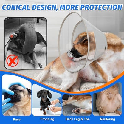 Dog Cone Collar with Soft Liner to Stop Licking, Elizabeth Recovery Collar After Surgery for Large Medium Dogs, Comfortable Pet Head Cone Alternative for Neutering Spay Injury (XS) - Image 2