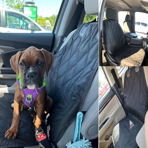 AsFrost Dog Seat Cover Cars Trucks SUVs, Thick 600D Heavy Duty Pets Car Seat Cover, Waterproof & Wear-Resistant Durable Nonslip Backing & Hammock Convertible, Black, 2 Pack - Image 2