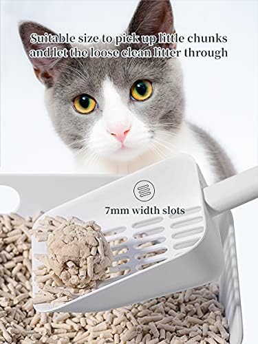 Cat Litter Scooper with Caddy, Cat Scooper for Litter Box with Holder Stand, Durable, Neat and Convenient - Matte White - Image 4