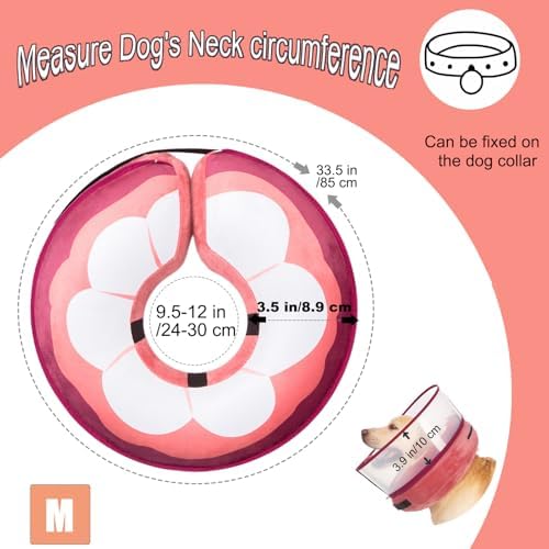 Inflatable Dog Cone Collar for Large Medium Small Dogs, Soft Dog Donut Collar Adjustable Recovery Cone for Pets After Surgery, Extra Enhanced Anti-Licking Guard Shield (Mangosteen, Medium) - Image 5