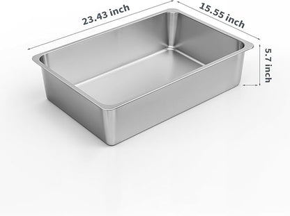 Kirecoo Stainless Steel Cat Litter Box XL- Metal High Sided Cat Pan, Large Stainless Steel Box, Indoor Litter Tray, Non Stick, No Smell, Easy to Clean, Pet Toilet Supplies for Kitten, Kitty, Rabbit