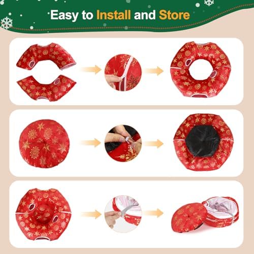 Cat Tunnel Bed for Indoor Cats, L Christmas Tree Skirts Washable Warm Soft Indoor Cat Donut Tunnel, Multifunctional Cat Interactive Playground Toys for Felines Pet Christmas Tree Decoration - Image 6