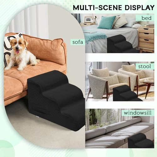 Mesa Lemon 3 Step Dog Stairs Pet Ramp for High Beds, Sofas and Cars - Image 6
