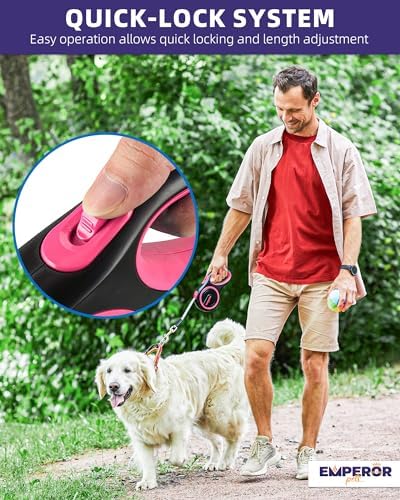 Emperor Pets Retractable Dog Leash, 16 ft, Up to 110lbs, Pink -PK16 - Image 3