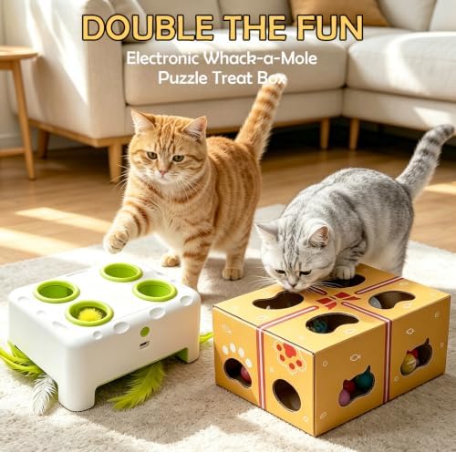 Magic House Fun Box 2-in-1 Cat Toy Set,Rechargeable Whack-a-Mole,3 modes - Image 4
