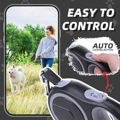 PUPTECK Retractable Dog Leash with Detachable Chew Proof Cable, Black, 26 ft - Image 3