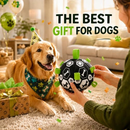 Dog Toys Dog Balls, Dog Soccer Ball Toy with Strap & Built-in Bell - Image 7
