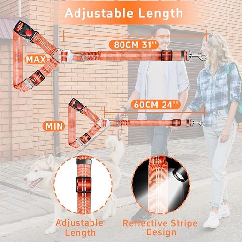 Seyezo Dog Car Seat Belt for Car, 2 Piece Set Retractable Dog Car Harness Adjustable Reflective Dog Seatbelt for Vehicle Headrests, Dog Safety Restraint Seatbelt Heavy Duty& High Elastics, Orange - Image 6