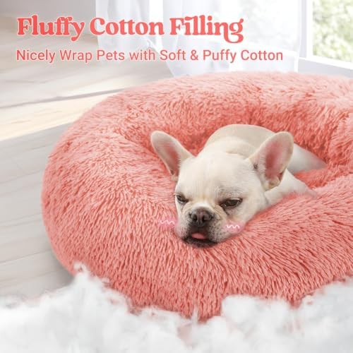 rabbitgoo Calming Cat Beds for Indoor Cats, 23 inches, Pink - Image 3