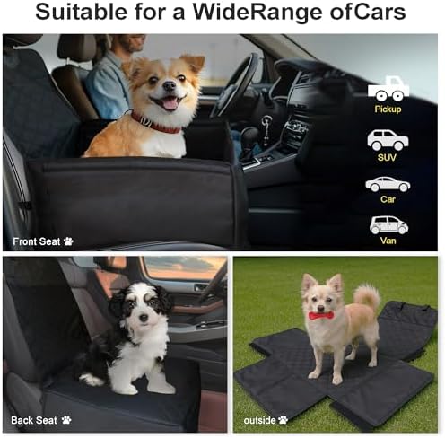 PAWISE Dog Front Seat Cover for Car,2-in-1 Full Protection Dog Car Seat Cover with Safety Belt, Waterproof Single Pet Seat Cover,Fits Trucks, SUVs, Jeep - Image 6