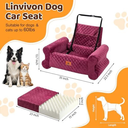 Dog Car Seat for Medium/Large Dogs up to 60LBS Memory Foam Dog Booster Seat - Image 2